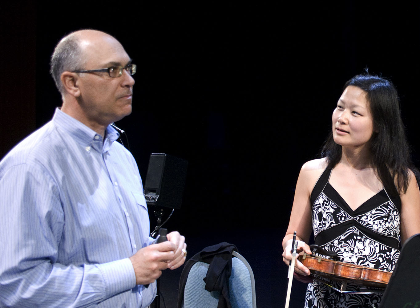 Composer David Felder Discussing His Piece Another Face With Violinist Lina Bahn  2